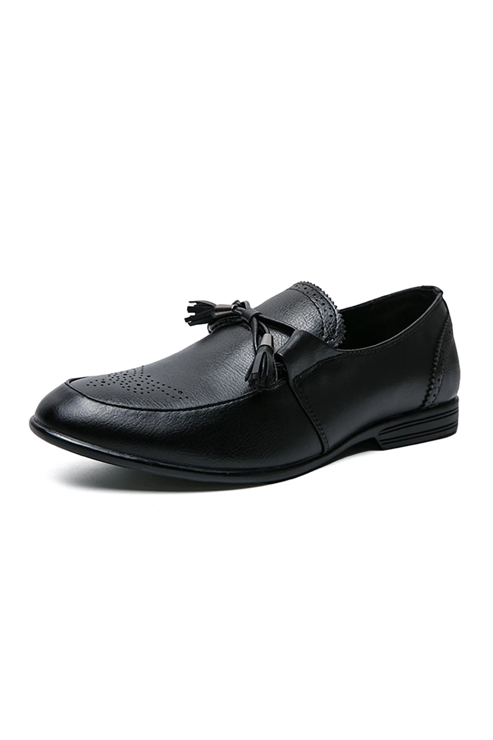Chaussures Pour Hommes Slip-on En Cuir Noir 4 Chaussures Pour Hommes Slip-on En Cuir Noir – Image 2