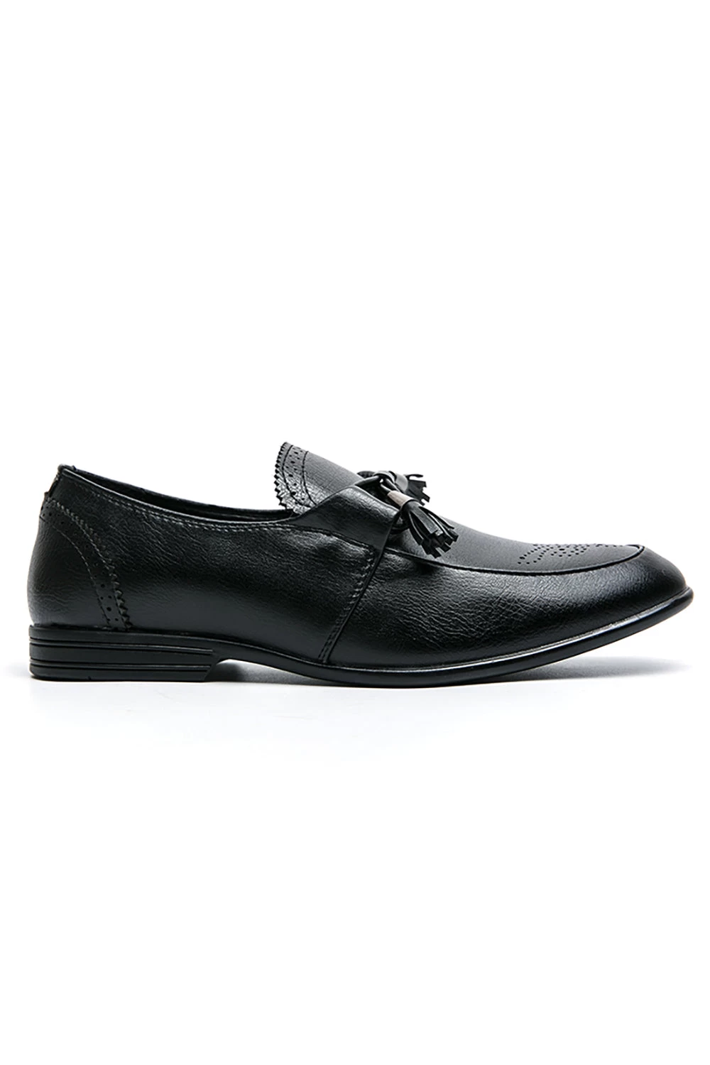 Chaussures Pour Hommes Slip-on En Cuir Noir 5 Chaussures Pour Hommes Slip-on En Cuir Noir – Image 3