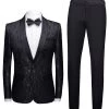 Noir 2 Pièces Jacquard Costumes De Mariage Homme -Zapaka CGGXH0225 Black 1 first