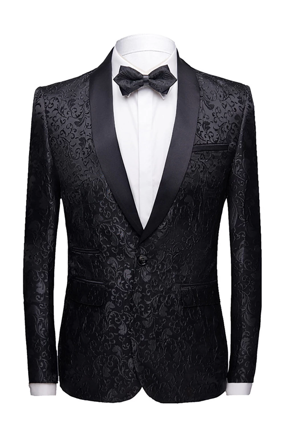 Noir 2 Pièces Jacquard Costumes De Mariage Homme 4 Noir 2 Pièces Jacquard Costumes De Mariage Homme – Image 2