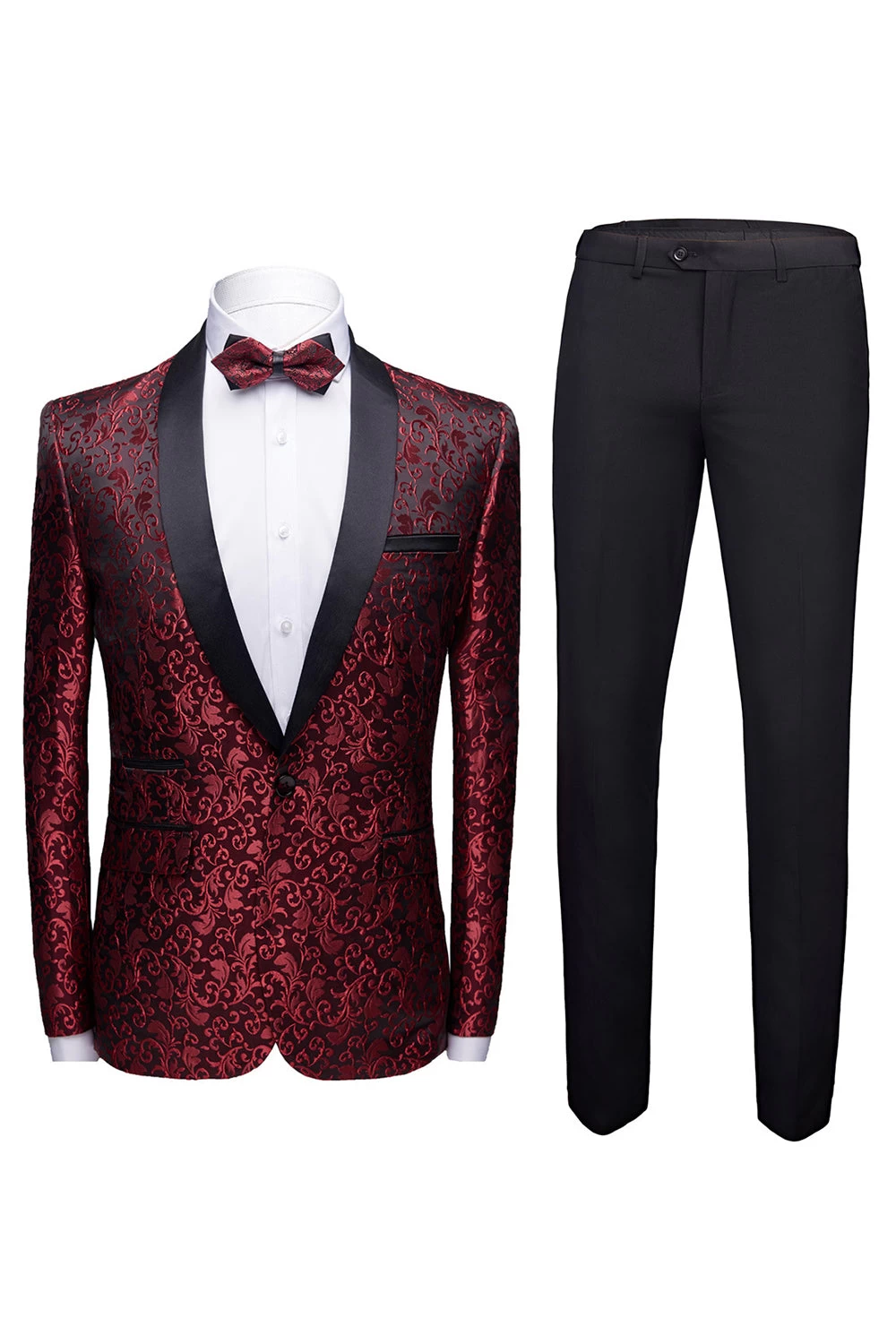 Noir 2 Pièces Jacquard Costumes De Mariage Homme 7 Noir 2 Pièces Jacquard Costumes De Mariage Homme – Image 5