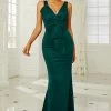 Robe De Bal De Sirène à Col V Vert Foncé -Zapaka CGGXH0533 Dark Green 1 first
