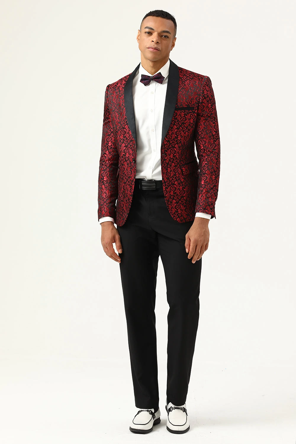 One Button Blue Shawl Lapel Jacquard Men’s Prom Blazer 9 One Button Blue Shawl Lapel Jacquard Men’s Prom Blazer – Image 7