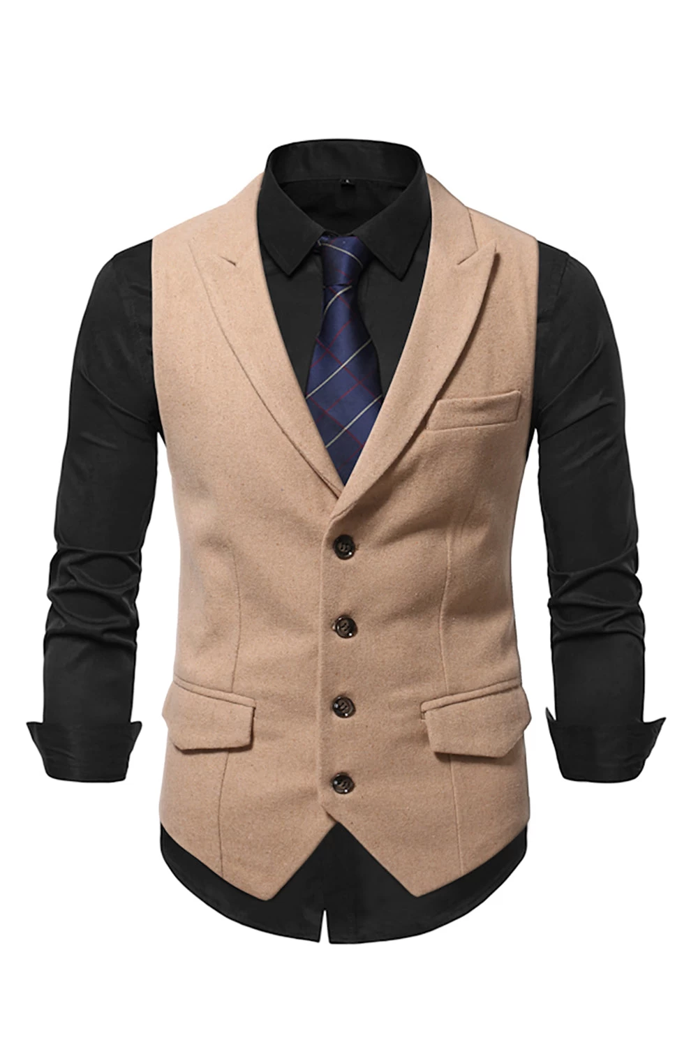 Peak Lapel Single Breasted Woolen Gilet Pour Homme 3 Peak Lapel Single Breasted Woolen Gilet Pour Homme