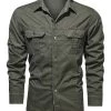 Vêtements De Travail Pour Hommes à Manches Longues Army Green Plus Size Shirt -Zapaka CGGXH0845 Army Green 1