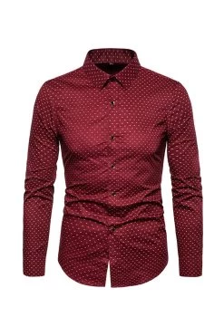 Fashion Print Long Manches Chemise Taille Homme Plus -Zapaka CGGXH0851 Burgundy 1
