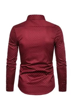 Fashion Print Long Manches Chemise Taille Homme Plus -Zapaka CGGXH0851 Burgundy 2