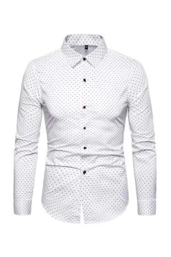 Fashion Print Long Manches Chemise Taille Homme Plus -Zapaka CGGXH0851 White 1