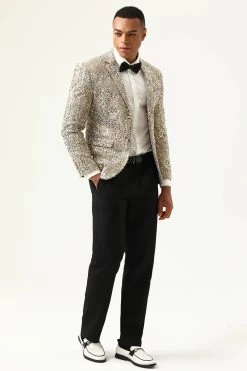 Paillettes De Champagne Scintillantes Revers Crantées Blazer De Bal Pour Hommes 13 Paillettes De Champagne Scintillantes Revers Crantées Blazer De Bal Pour Hommes -Zapaka CGGXH0881 20Champagne 20 3