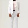 White Jacquard Shawl Lapel 2 Pièces Men’s Prom Suits -Zapaka CGGXH0893 White 1