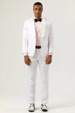 White Jacquard Shawl Lapel 2 Pièces Men’s Prom Suits