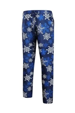 Blue Snowflake Imprimé 3 Pièces Costumes De Fête De Noël Pour Hommes -Zapaka CGGXH0905 Blue 7