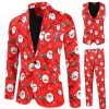 Bonhomme De Neige Rouge Imprimé 3 Pièces Costume Pour Hommes De Fête De Noël -Zapaka CGGXH0906 Red 1 first