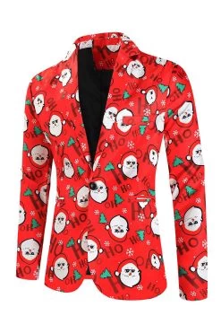 Bonhomme De Neige Rouge Imprimé 3 Pièces Costume Pour Hommes De Fête De Noël 12 Bonhomme De Neige Rouge Imprimé 3 Pièces Costume Pour Hommes De Fête De Noël -Zapaka CGGXH0906 Red 3