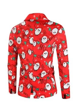 Bonhomme De Neige Rouge Imprimé 3 Pièces Costume Pour Hommes De Fête De Noël 13 Bonhomme De Neige Rouge Imprimé 3 Pièces Costume Pour Hommes De Fête De Noël -Zapaka CGGXH0906 Red 4