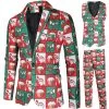Rouge Et Vert 3 Pièces Costume De Fête De Noël Pour Hommes 1 Rouge Et Vert 3 Pièces Costume De Fête De Noël Pour Hommes -Zapaka CGGXH0907 Colorful 1 first