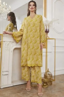 Caftan Marocain à Col En V Deux Pièces -Zapaka CGLH3007 20Yellow first 9ec8c126 0ba3 46c4 907a 1519401e893f