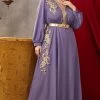 Taille Plus Purple Caftan Marocain Avec Manches Longues -Zapaka CGLH3013 first