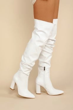 Bottes Hautes Noires à Talons Hauts 13 Bottes Hautes Noires à Talons Hauts -Zapaka CGLH3111 White 1