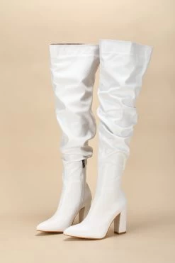 Bottes Hautes Noires à Talons Hauts 15 Bottes Hautes Noires à Talons Hauts -Zapaka CGLH3111 White 6