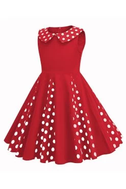 Robe Noire Sans Manches Pour Filles Des Années 50 à Col Bijou -Zapaka CGLLY30240 Red 2