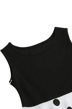 Pois Blancs Robes Vintage Fille Sans Manches -Zapaka CGLLY30241 White 4