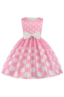 Robe De Fille à Pois Bleu Foncé Avec Nœud Papillon 23 Robe De Fille à Pois Bleu Foncé Avec Nœud Papillon -Zapaka CGLLY30245 20Pink 20 1