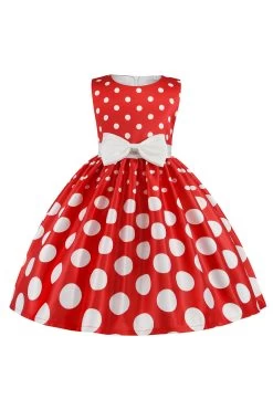 Robe De Fille à Pois Bleu Foncé Avec Nœud Papillon 21 Robe De Fille à Pois Bleu Foncé Avec Nœud Papillon -Zapaka CGLLY30245 20Red 20 1