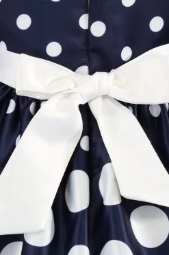 Robe De Fille à Pois Bleu Foncé Avec Nœud Papillon 17 Robe De Fille à Pois Bleu Foncé Avec Nœud Papillon -Zapaka CGLLY30245 Dark Blue 5