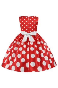 Robe De Fille à Pois Bleu Foncé Avec Nœud Papillon 22 Robe De Fille à Pois Bleu Foncé Avec Nœud Papillon -Zapaka CGLLY30245 Red 3