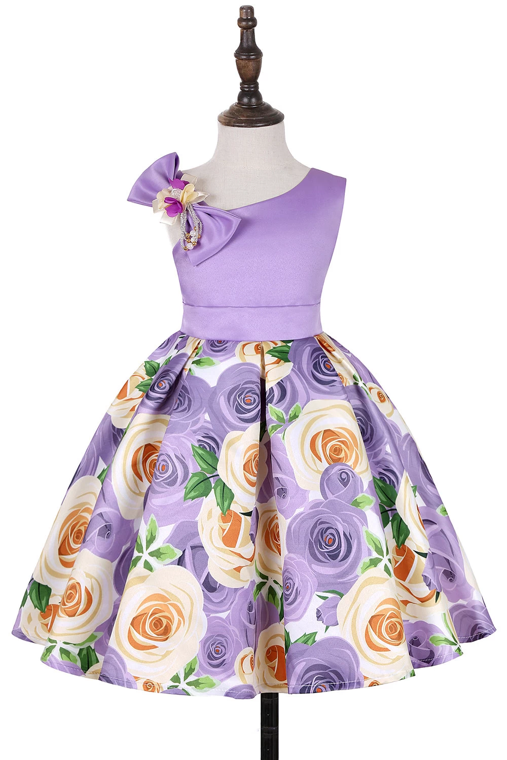 Robe De Soirée Pour Filles Sans Manches Violet Floral 3 Robe De Soirée Pour Filles Sans Manches Violet Floral