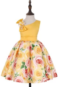 Robe De Soirée Pour Filles Sans Manches Violet Floral 34 Robe De Soirée Pour Filles Sans Manches Violet Floral -Zapaka CGLLY30246 Yellow 2