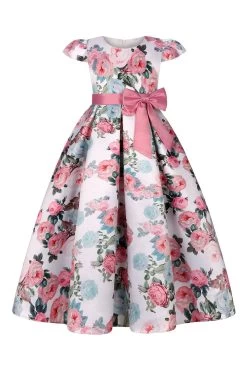 Blush Print Robe Longue Longue Florale Avec Nœud Papillon