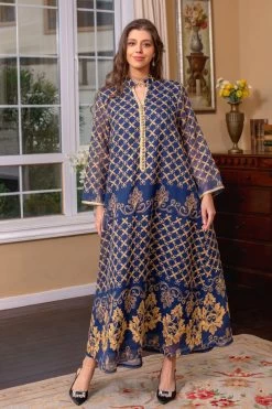 Robe Maxi Abaya Brodée élégante Et Verte