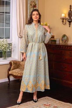 Robe Maxi Abaya Brodée élégante Et Verte 19 Robe Maxi Abaya Brodée élégante Et Verte -Zapaka CGLLY30449 20Light 20Green 20 2