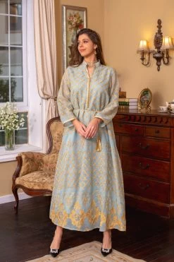 Robe Maxi Abaya Brodée élégante Et Verte 21 Robe Maxi Abaya Brodée élégante Et Verte -Zapaka CGLLY30449 20Light 20Green 20 4