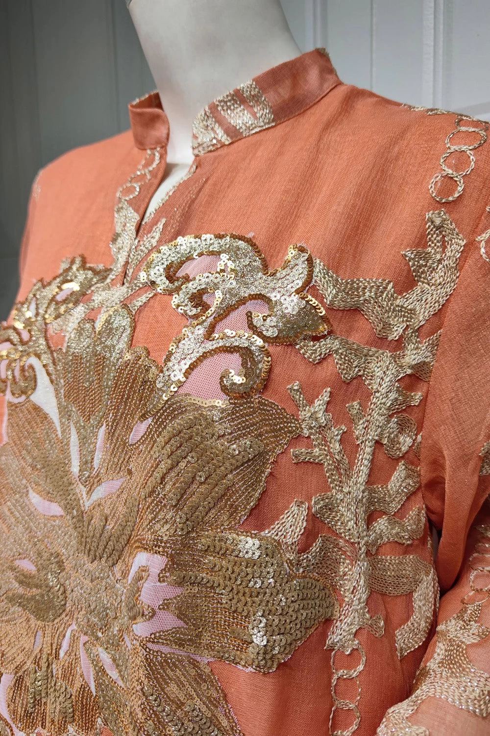 Broderie à Paillettes Bleu Caftan Femmes Robe Arabe 18 Broderie à Paillettes Bleu Caftan Femmes Robe Arabe – Image 16