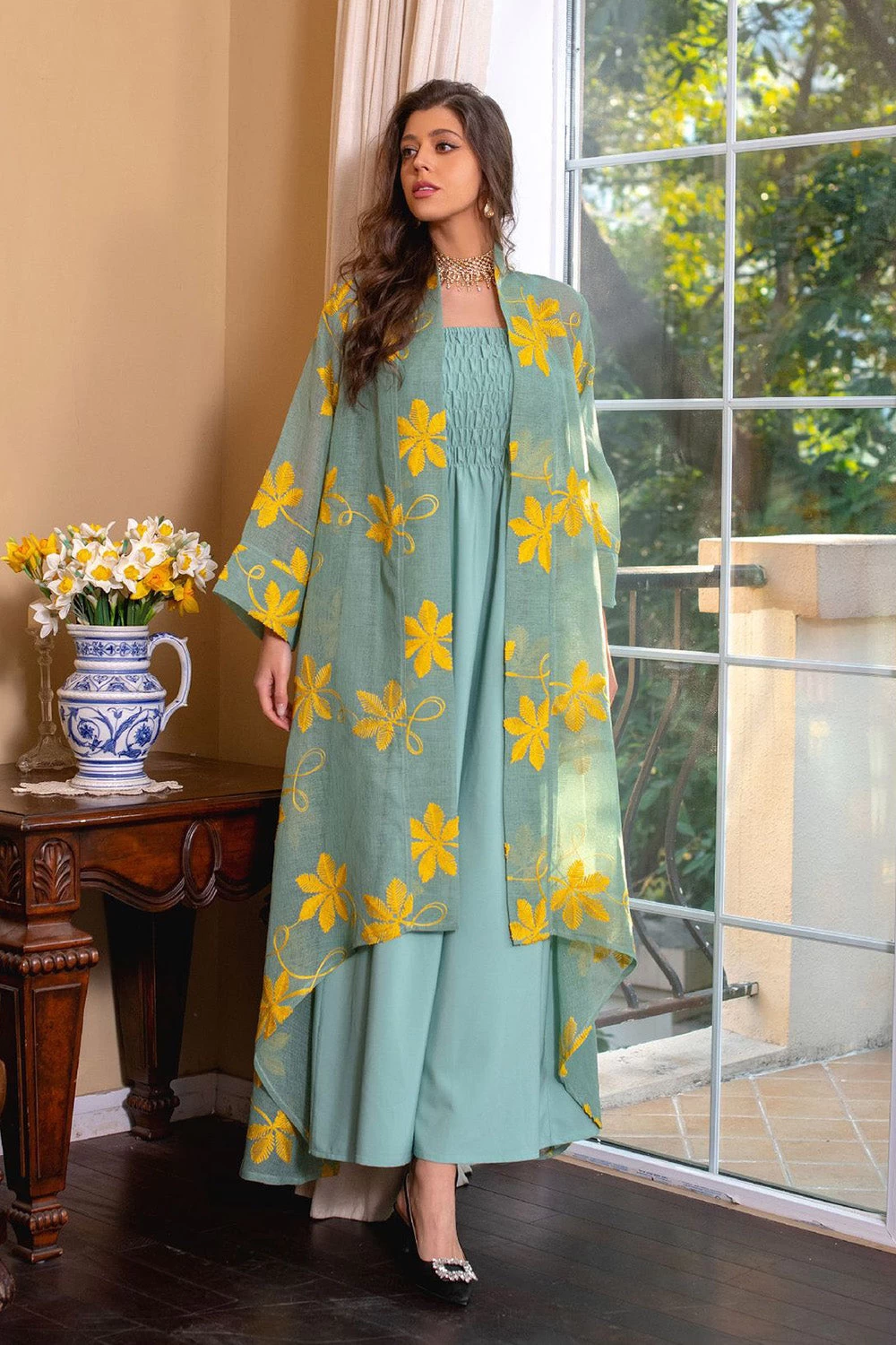 Bleu Abaya 2 Pièces Set Robe De Prière élégante 13 Bleu Abaya 2 Pièces Set Robe De Prière élégante – Image 11