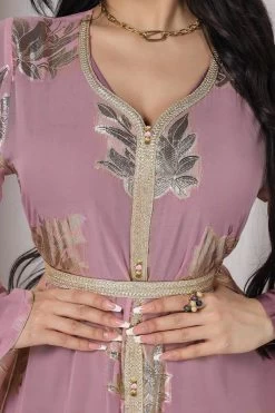 Robe Abaya Imprimée Bleu Mousseline De Style Du Moyen-Orient 31 Robe Abaya Imprimée Bleu Mousseline De Style Du Moyen-Orient -Zapaka CGLLY30465 20Blush 20 2