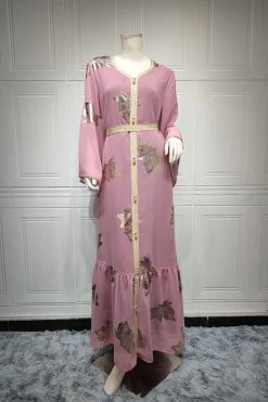 Robe Abaya Imprimée Bleu Mousseline De Style Du Moyen-Orient 30 Robe Abaya Imprimée Bleu Mousseline De Style Du Moyen-Orient -Zapaka CGLLY30465 20Blush 20 4