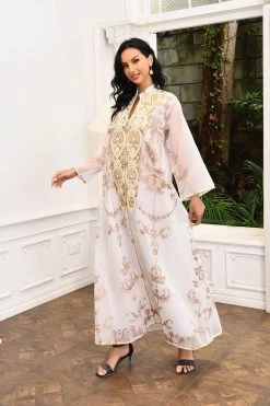 Caftan Marocain Luruxy Robes Abayas Brodées -Zapaka CGLLY30467 20Apricot 20 4