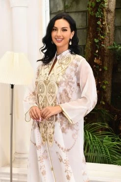 Caftan Marocain Luruxy Robes Abayas Brodées -Zapaka CGLLY30467 20Apricot 20 5