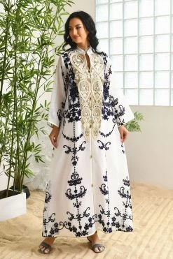 Caftan Marocain Luruxy Robes Abayas Brodées -Zapaka CGLLY30467 20White 20 2