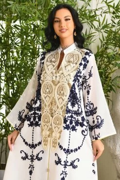 Caftan Marocain Luruxy Robes Abayas Brodées -Zapaka CGLLY30467 20White 20 4