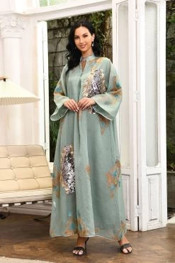 Paillettes Brodées Abayas Maxi Robes 24 Paillettes Brodées Abayas Maxi Robes -Zapaka CGLLY30468 20Green 20 3