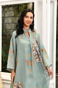 Paillettes Brodées Abayas Maxi Robes 27 Paillettes Brodées Abayas Maxi Robes -Zapaka CGLLY30468 20Green 20 5