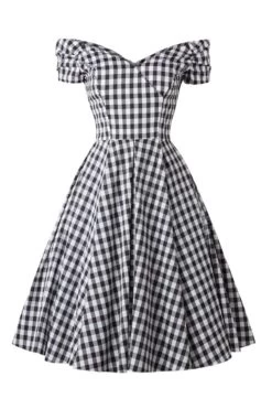 Robe Black Gingham Vintage Des Années 50