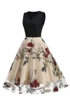 Robe Blue Swing Des Années 50 Avec Broderie -Zapaka CGLLY30559 20Red 20 2