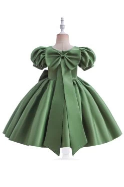 Robe De Fille En Satin Bordeaux Avec Nœud -Zapaka CGLLY30609 Green 2 de177168 88d3 41e0 8481 1b2ef6ebbafa