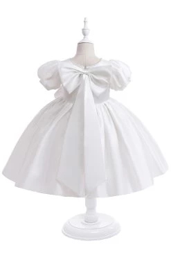 Robe De Fille En Satin Bordeaux Avec Nœud -Zapaka CGLLY30609 White 2
